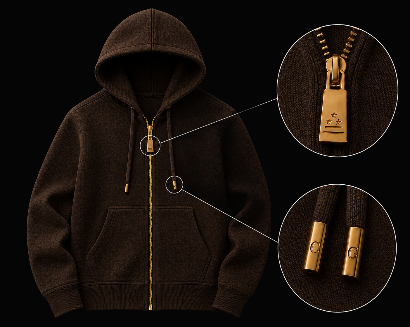 Zip Hoodie — Espresso Brown